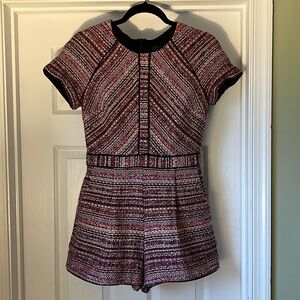 adelyn rae tweed romper with leather trim, Small